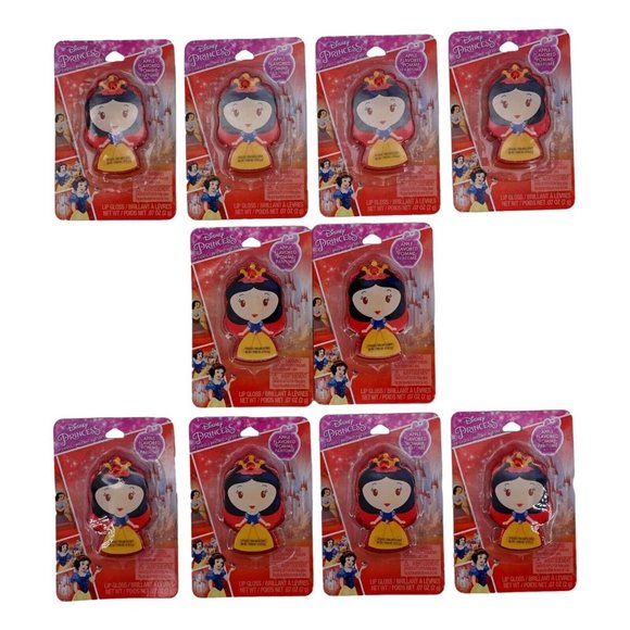 Disney Princesses Lip Gloss Lot Of 10 Snow White Apple Flavored Clear Shine New
